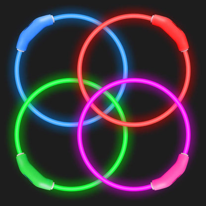 2-Pack LED Dog Collar, Light up Dog Collars,Rechargeable Dog Lights for Night Walking，Universal, Reusable Safety Necklace for Small Medium Large Dogs Red&Pink