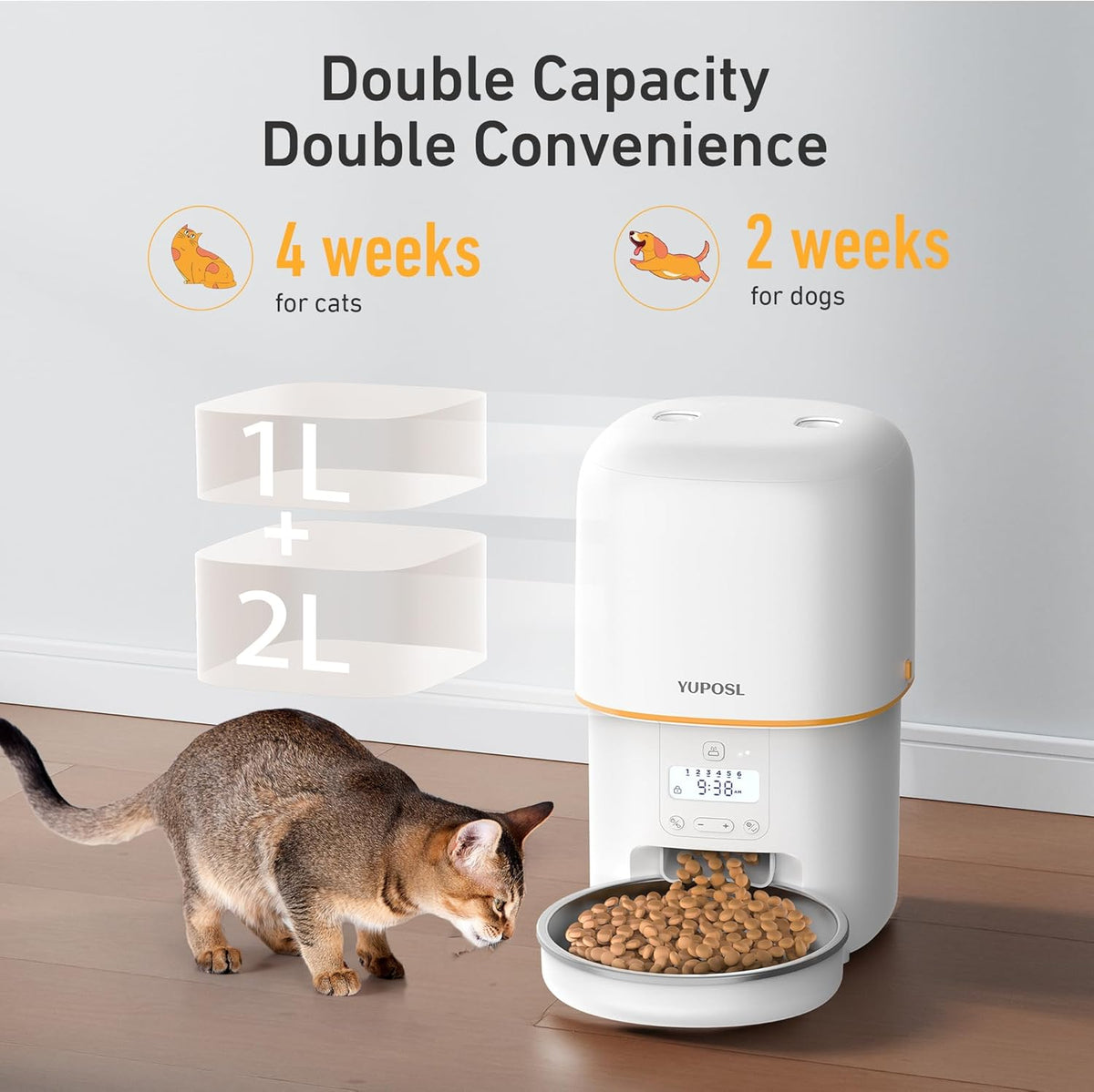 Revolutionary Automatic Cat Feeder - 3L Food Dispenser with 180-Day Battery Life, Anti-Jam Design, and Stainless Steel Bowl for Healthy Feeding