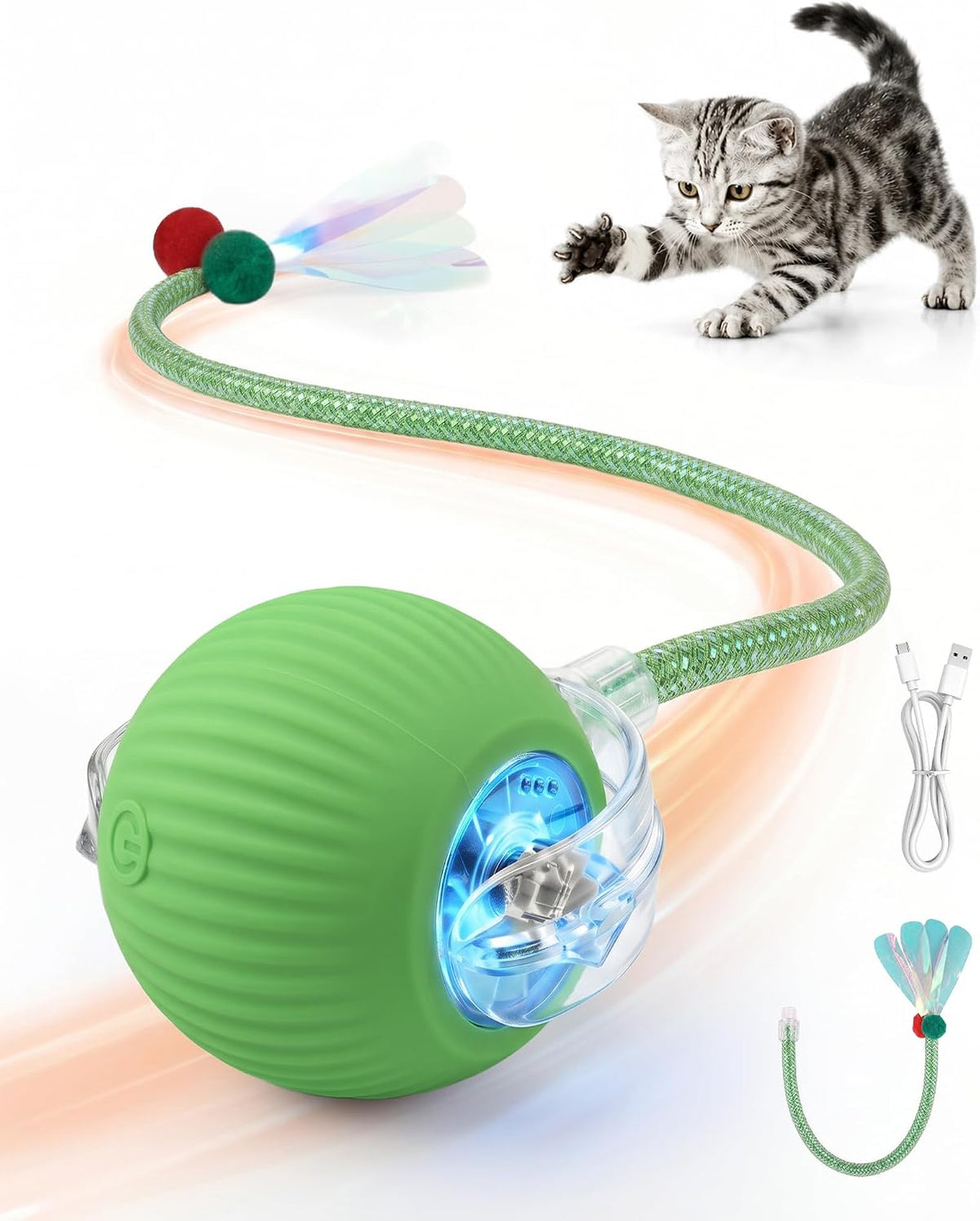 Interactive Cat Toys for Indoor Cats, Automatic Smart Rolling Cat Ball Toy