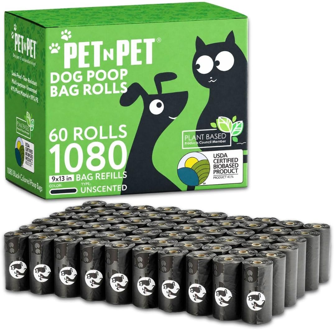 Dog Poop Bags, 1080 Count Unscented Doggy Waste Bag Rolls