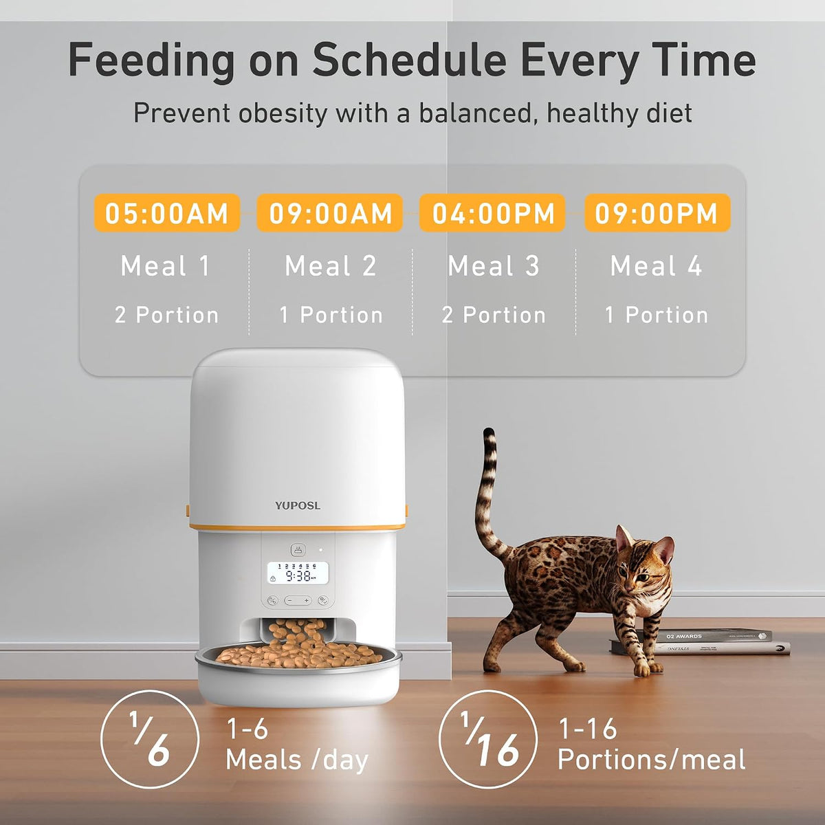 Revolutionary Automatic Cat Feeder - 3L Food Dispenser with 180-Day Battery Life, Anti-Jam Design, and Stainless Steel Bowl for Healthy Feeding