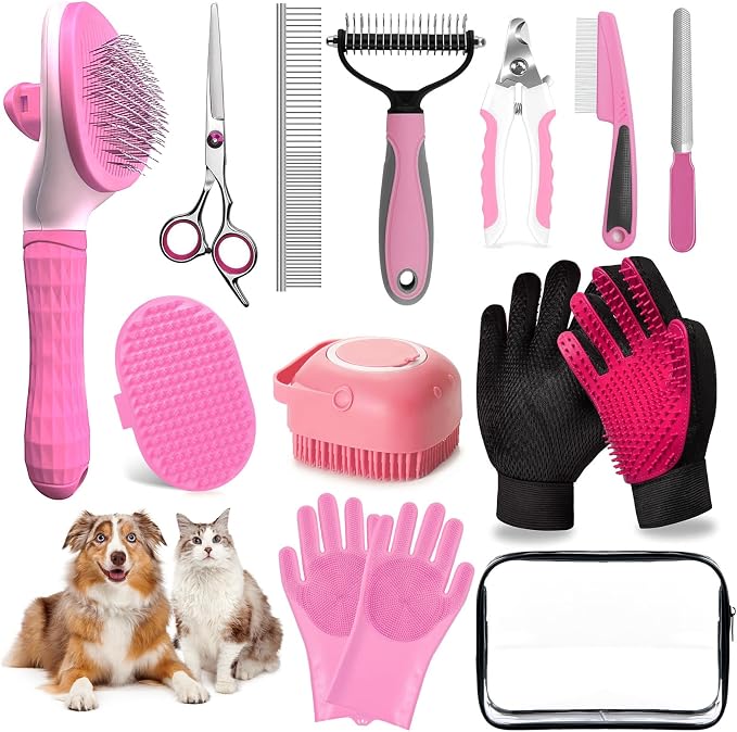 Ultimate 13-Piece Pet Grooming Kit: Professional Dog Brush, Nail Clippers, and Cat Grooming Supplies for All Hair Types