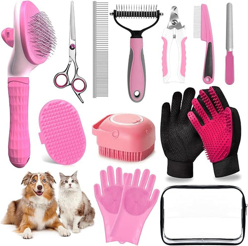 Ultimate 13-Piece Pet Grooming Kit: Professional Dog Brush, Nail Clippers, and Cat Grooming Supplies for All Hair Types