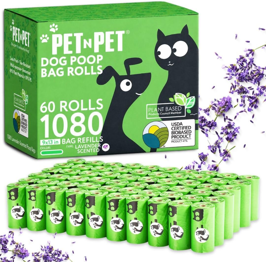 Dog Poop Bags, 1080 Count Unscented Doggy Waste Bag Rolls