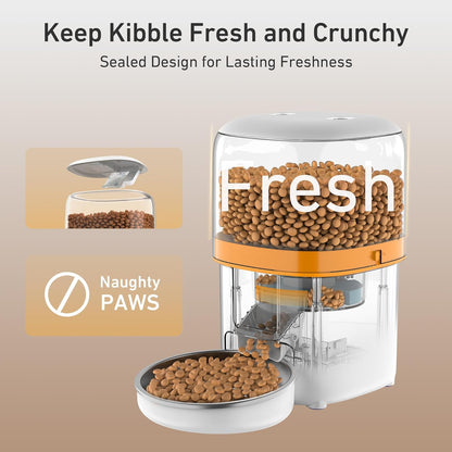 Revolutionary Automatic Cat Feeder - 3L Food Dispenser with 180-Day Battery Life, Anti-Jam Design, and Stainless Steel Bowl for Healthy Feeding