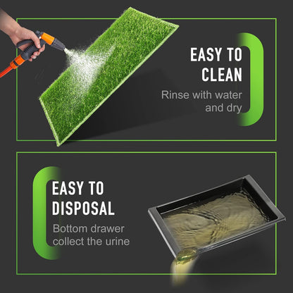 Ultimate Dog Potty Solution: Large 30"x20" Indoor/Outdoor Training Pad with 2 Artificial Grass Patches and Pee Baffle for Easy Clean-Up and Odor Control