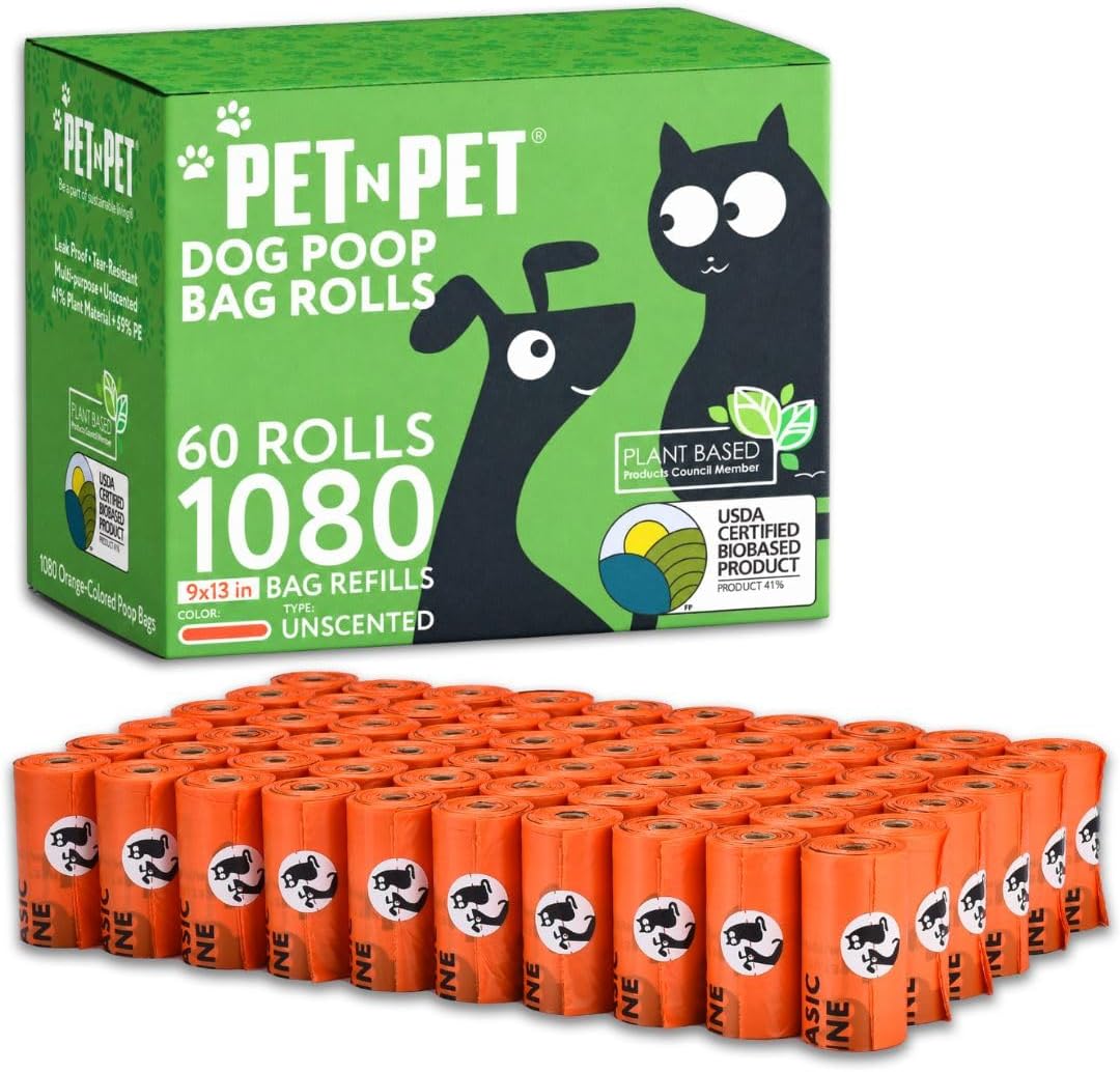 Dog Poop Bags, 1080 Count Unscented Doggy Waste Bag Rolls