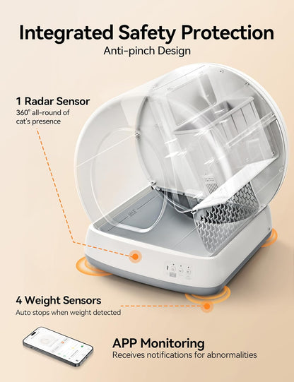 Revolutionary Self-Cleaning Cat Litter Box - Smart, Odor-Controlled, and App-Enabled for Multi-Cat Households