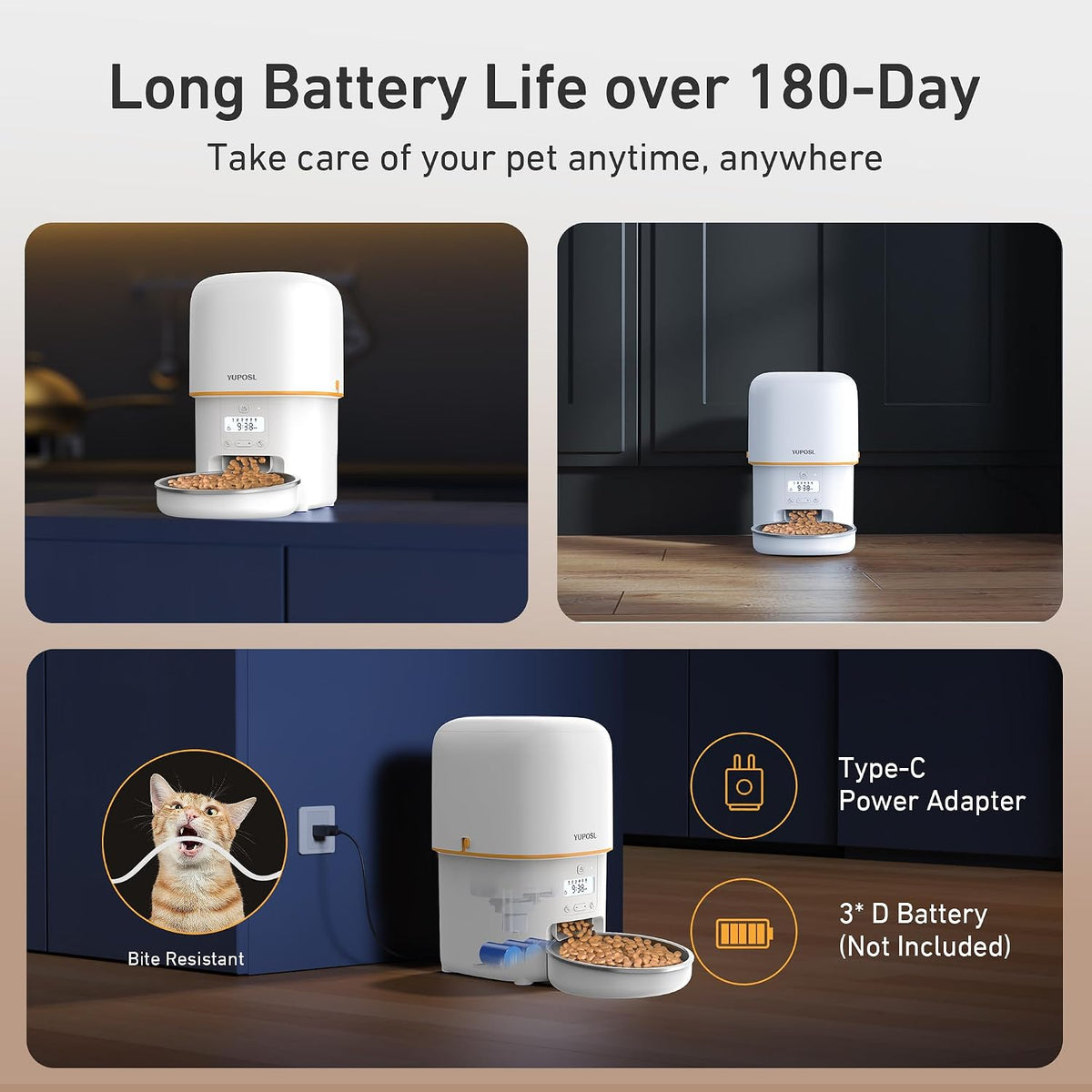 Revolutionary Automatic Cat Feeder - 3L Food Dispenser with 180-Day Battery Life, Anti-Jam Design, and Stainless Steel Bowl for Healthy Feeding