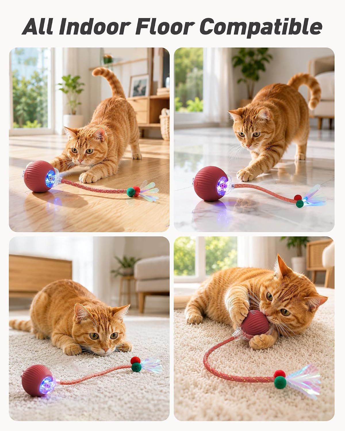 Interactive Cat Toys for Indoor Cats, Automatic Smart Rolling Cat Ball Toy