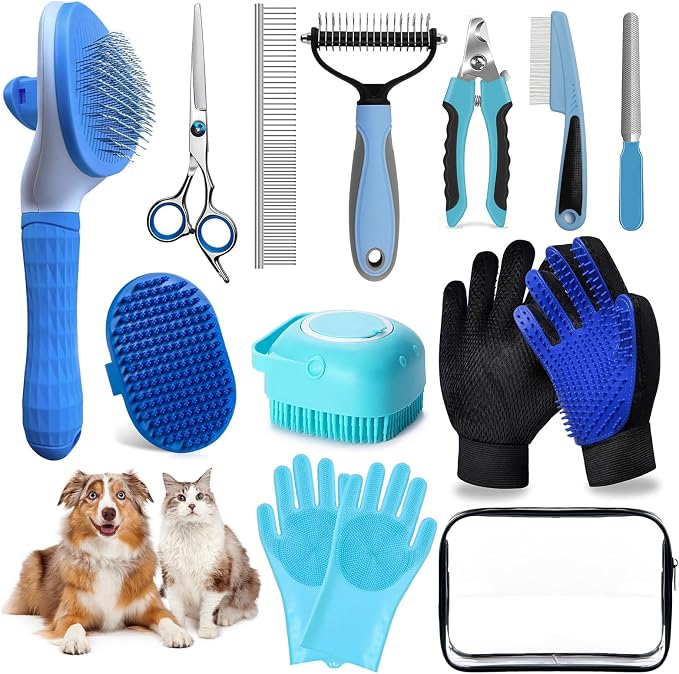 Ultimate 13-Piece Pet Grooming Kit: Professional Dog Brush, Nail Clippers, and Cat Grooming Supplies for All Hair Types