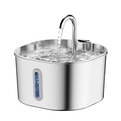 Stainless Steel Pet Water Fountain, 2.2L + 2-Month Filter
